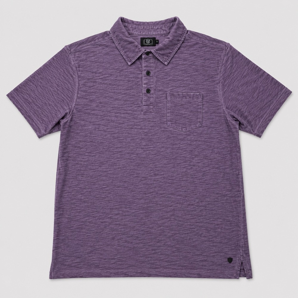Rock & Republic Polo Shirt Mens XL Purple Slub Short Sleeve Casual Pocket